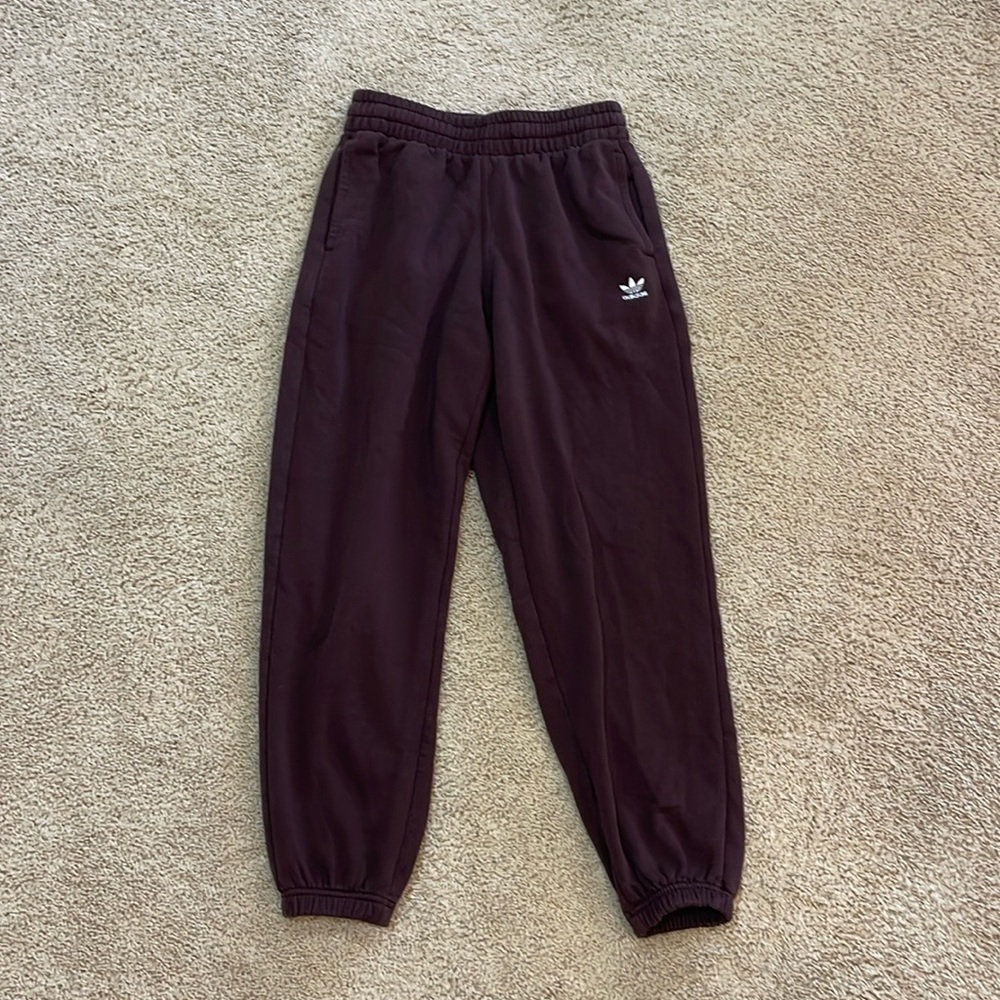 Adidas brown cuffed sweatpants size Small